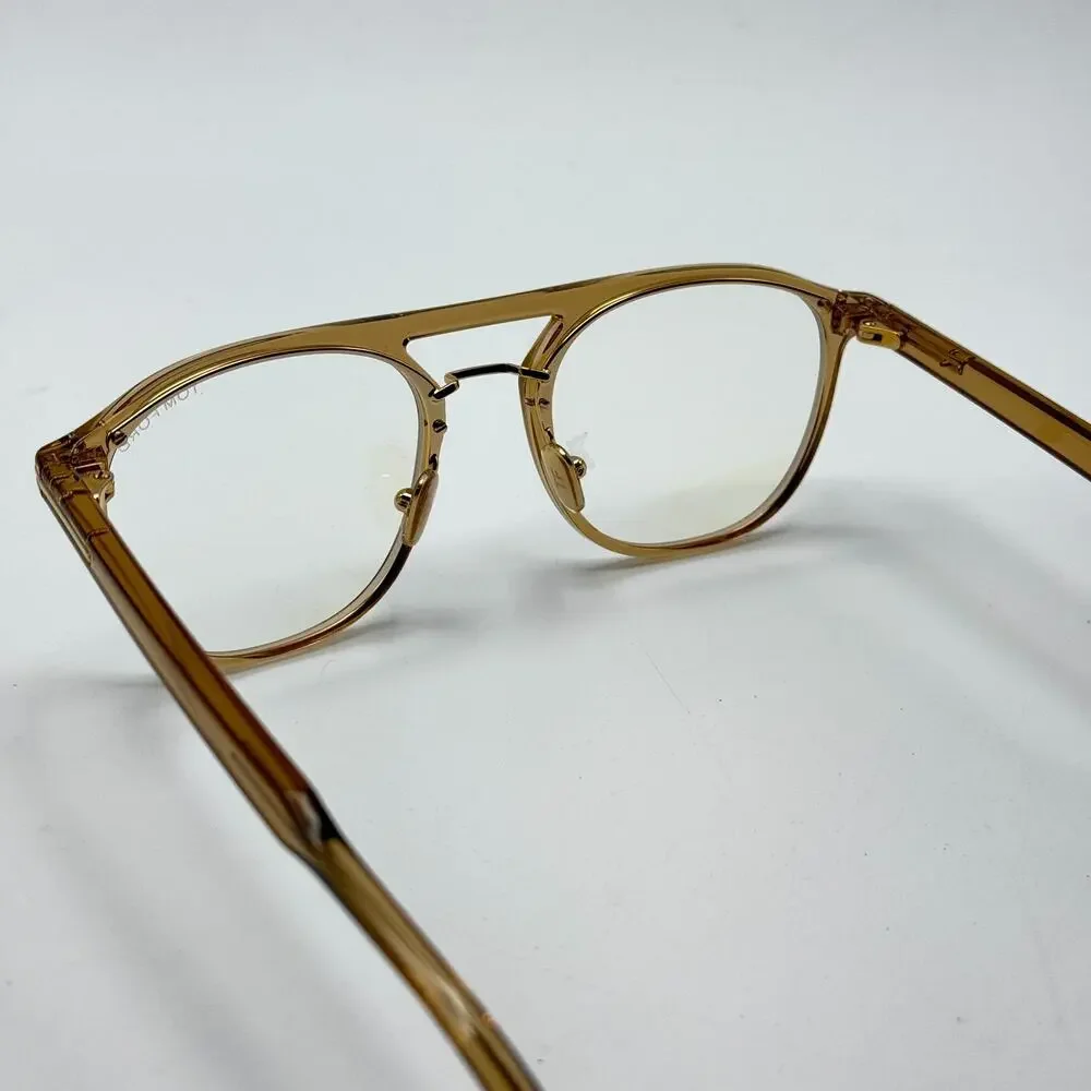 Tom Ford Eyeglasses Frame TF5982-B 045 Shiny Light Brown Pilot 52-20-145mm